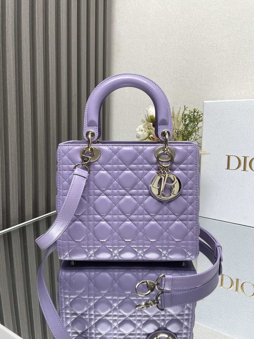Dior Medium Lady Dior Bag M0565 Purple Cannage Lambskin - Default Title - View 1