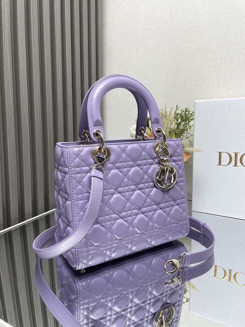 Dior Medium Lady Dior Bag M0565 Purple Cannage Lambskin - Default Title - View 2