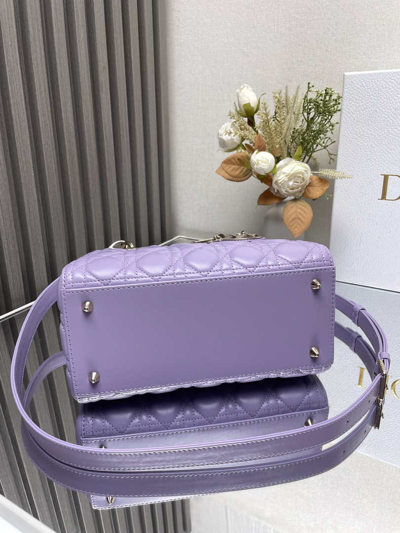 Dior Medium Lady Dior Bag M0565 Purple Cannage Lambskin - Default Title - View 4
