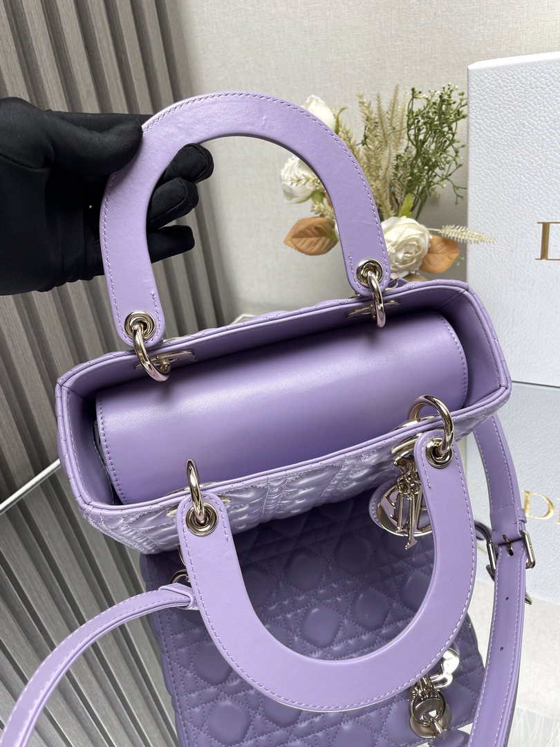Dior Medium Lady Dior Bag M0565 Purple Cannage Lambskin - Default Title - View 5