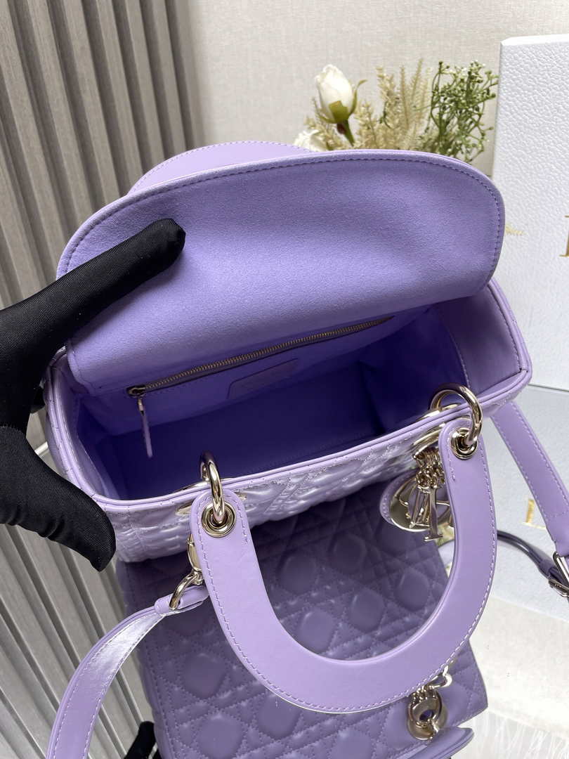 Dior Medium Lady Dior Bag M0565 Purple Cannage Lambskin - Default Title - View 8