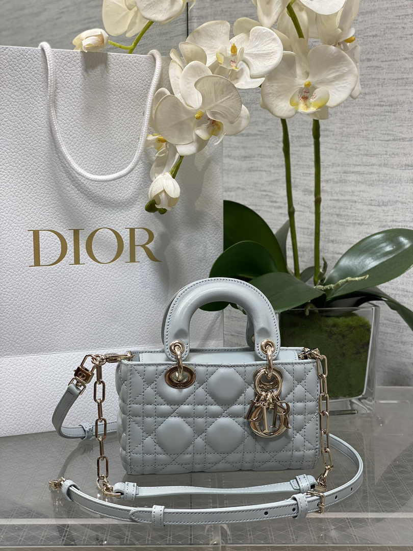 Dior Micro Lady D-Joy Bag S0910 Light Blue Cannage Lambskin E502 - Default Title - View 1