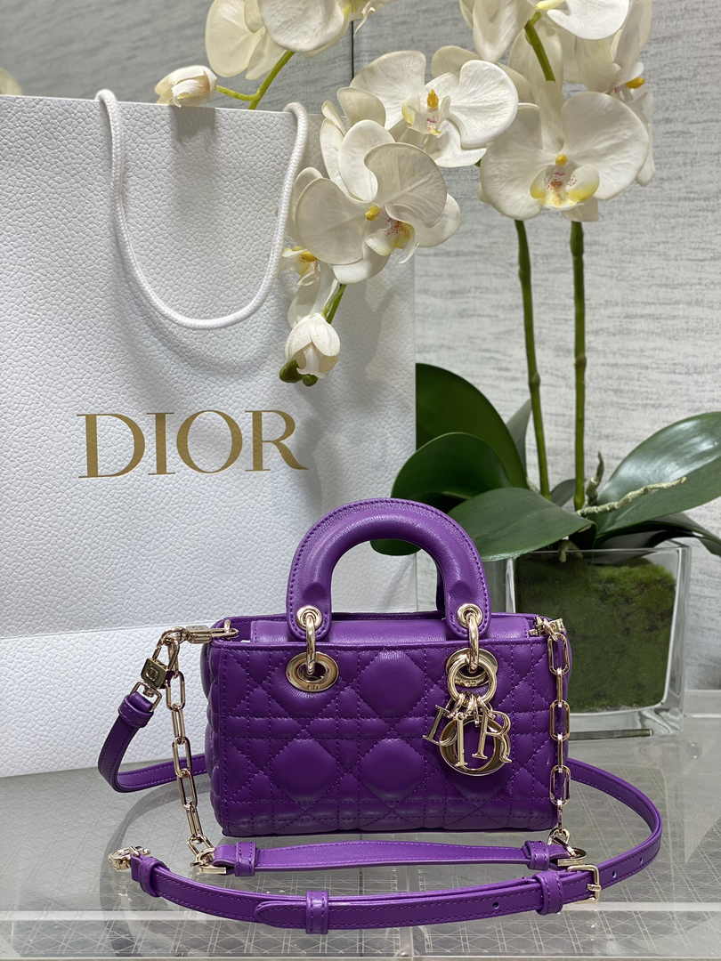 Dior Micro Lady D-Joy Bag S0910 Purple Cannage Lambskin E504 - Default Title - View 1