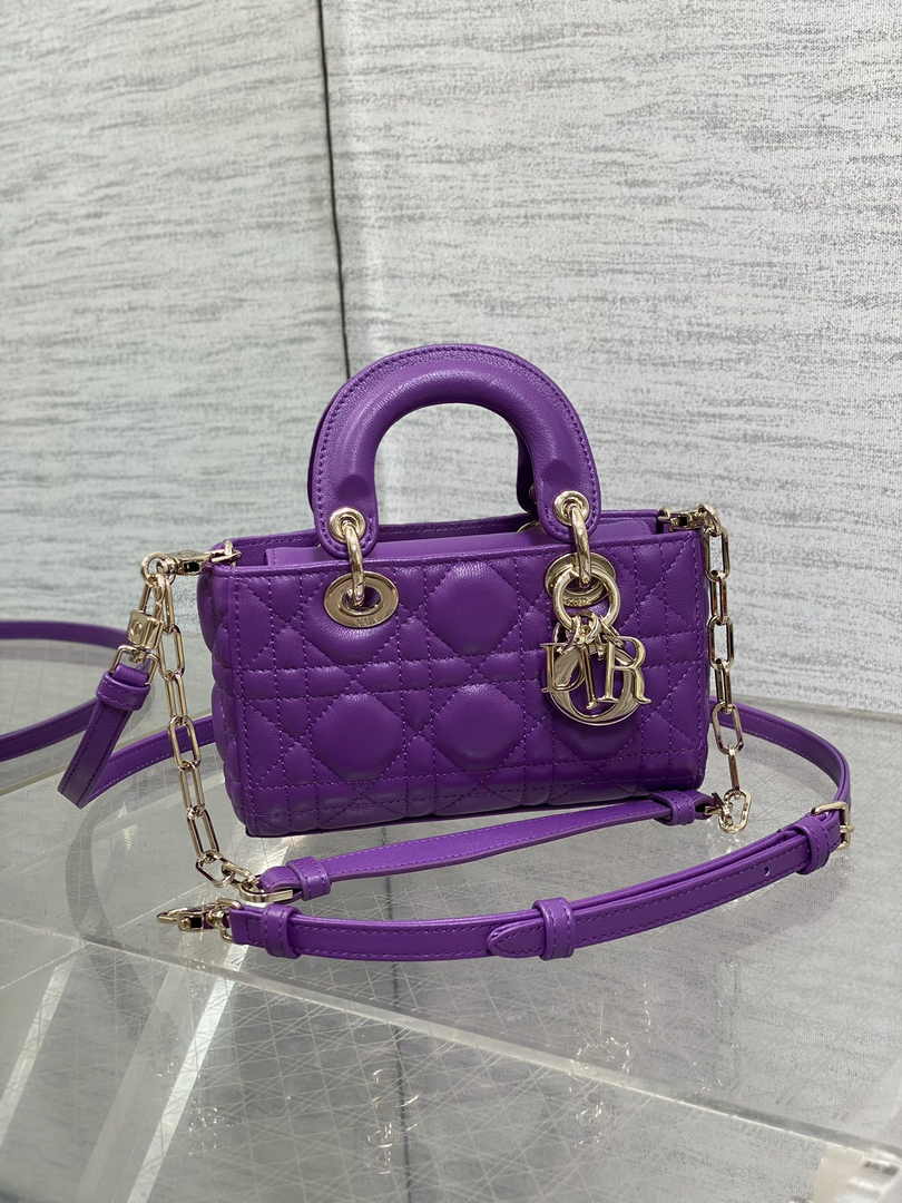 Dior Micro Lady D-Joy Bag S0910 Purple Cannage Lambskin E504 - Default Title - View 2