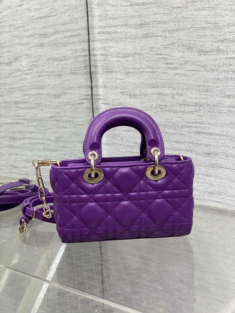 Dior Micro Lady D-Joy Bag S0910 Purple Cannage Lambskin E504 - Default Title - View 3