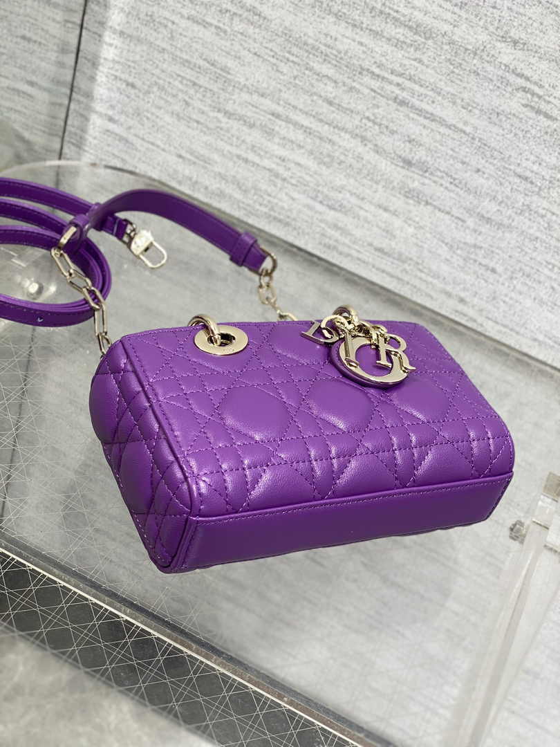 Dior Micro Lady D-Joy Bag S0910 Purple Cannage Lambskin E504 - Default Title - View 5