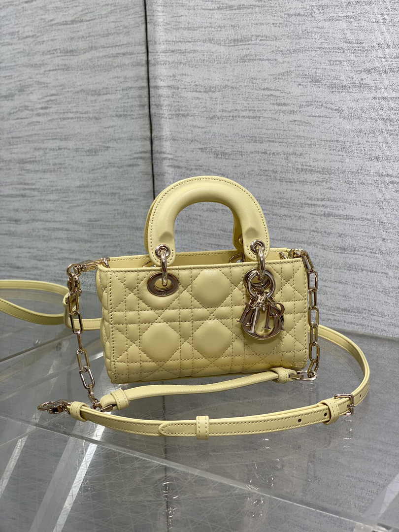 Dior Micro Lady D-Joy Bag S0910 Yellow Cannage Lambskin E505 - Default Title - View 2