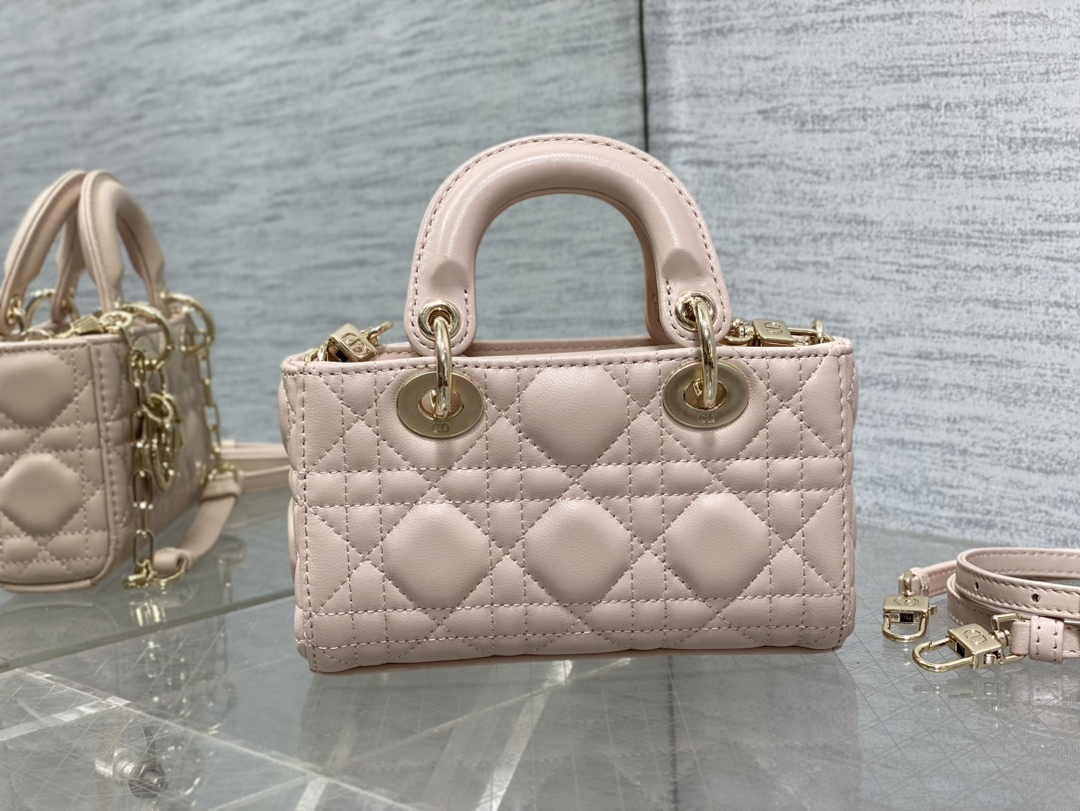 Dior Micro Lady D-Joy Bag S0910 Light Pink Cannage Lambskin E507 - Default Title - View 3