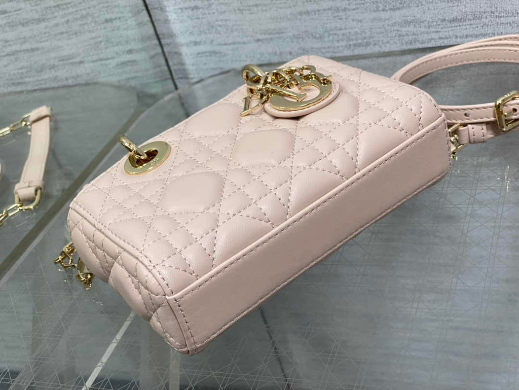 Dior Micro Lady D-Joy Bag S0910 Light Pink Cannage Lambskin E507 - Default Title - View 5