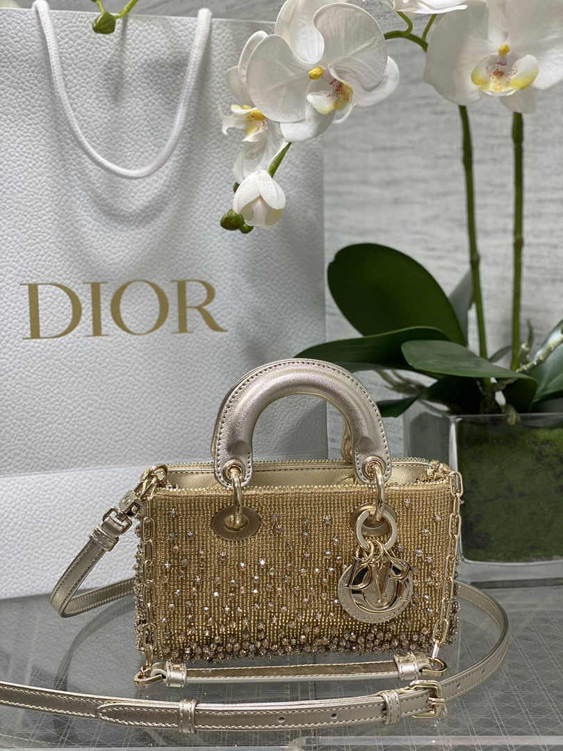 Dior Micro Lady D-Joy Bag S0910 Gold Cannage Lambskin - Default Title - View 1
