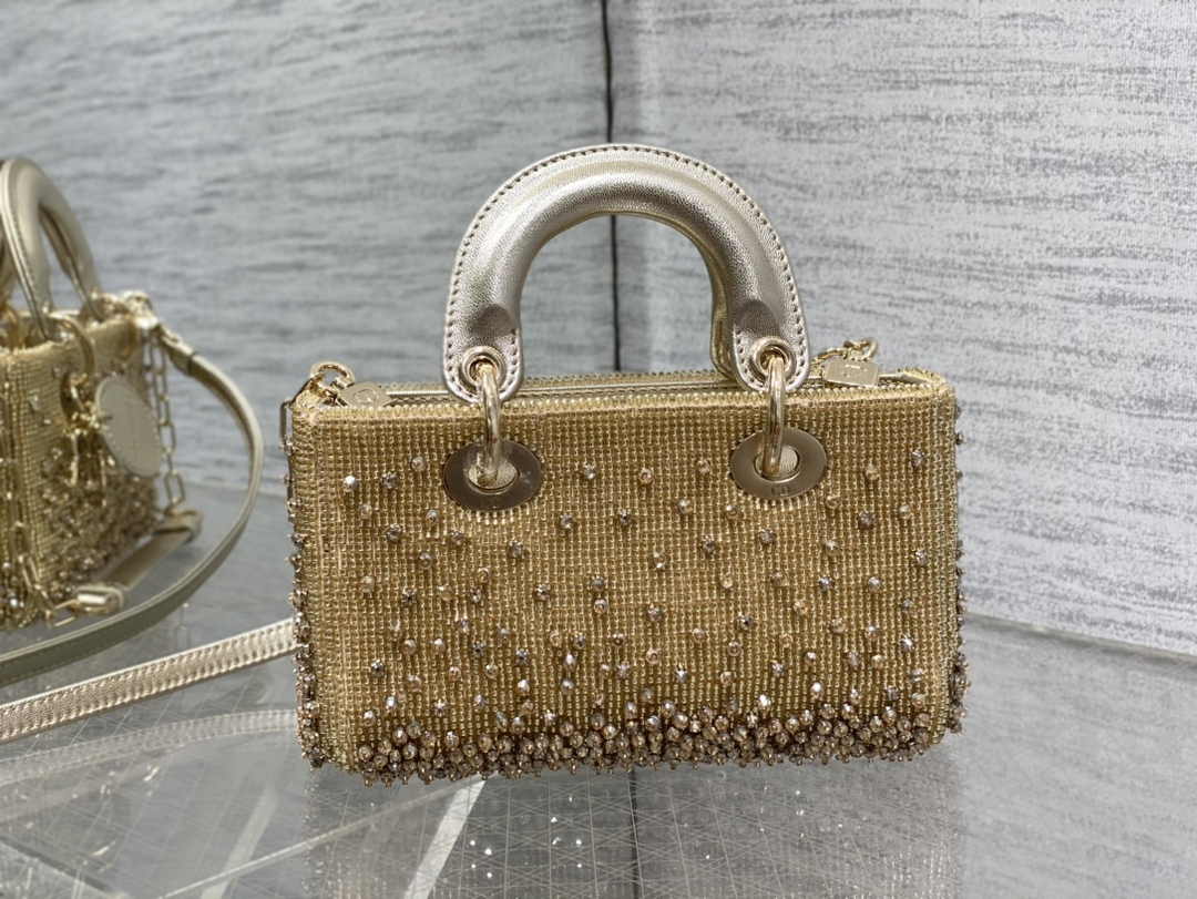 Dior Micro Lady D-Joy Bag S0910 Gold Cannage Lambskin - Default Title - View 3