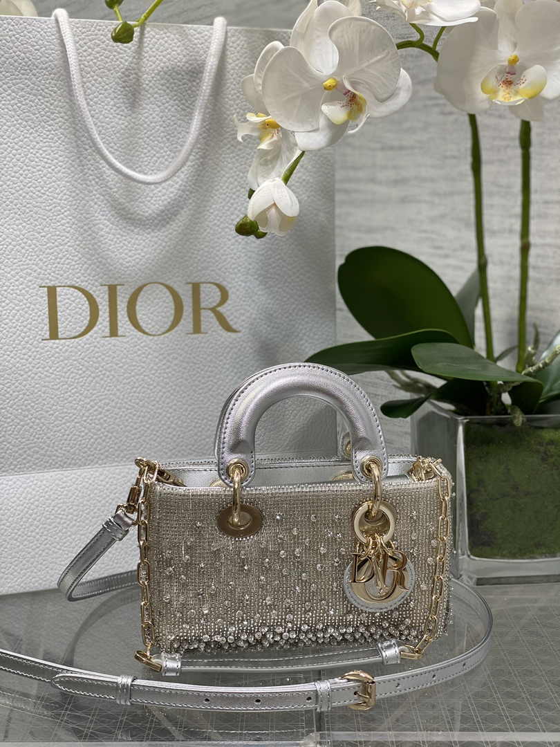 Dior Micro Lady D-Joy Bag S0910 Silver Cannage Lambskin - Default Title - View 1