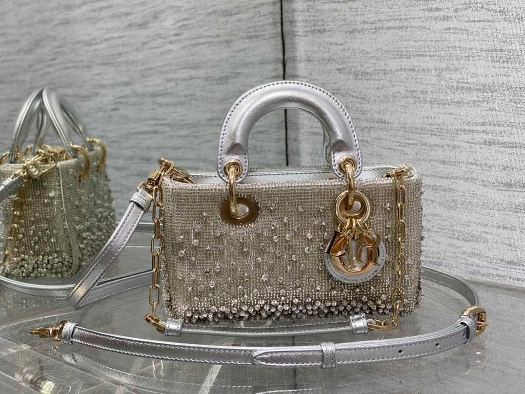 Dior Micro Lady D-Joy Bag S0910 Silver Cannage Lambskin - Default Title - View 2