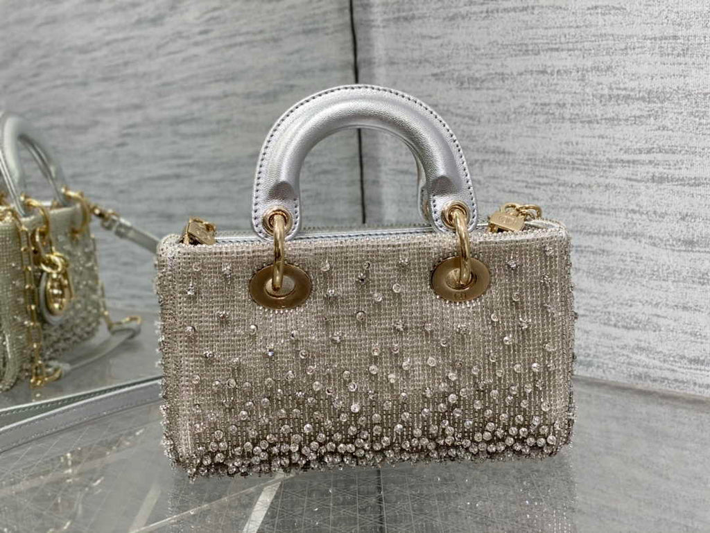 Dior Micro Lady D-Joy Bag S0910 Silver Cannage Lambskin - Default Title - View 3