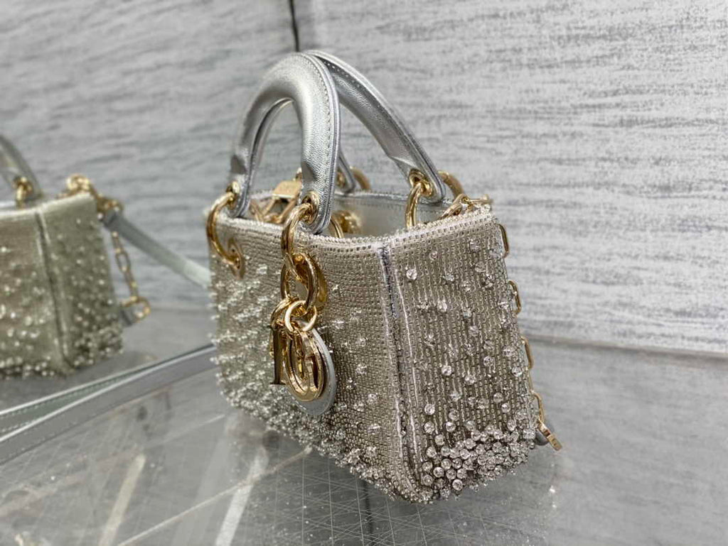 Dior Micro Lady D-Joy Bag S0910 Silver Cannage Lambskin - Default Title - View 4