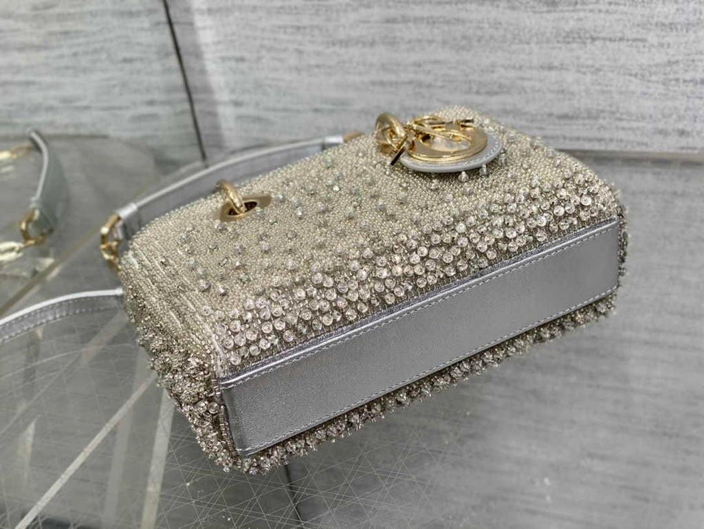 Dior Micro Lady D-Joy Bag S0910 Silver Cannage Lambskin - Default Title - View 5