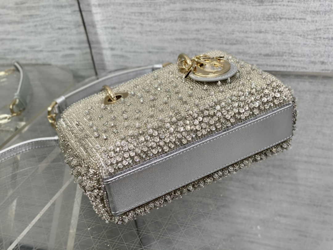 Dior Micro Lady D-Joy Bag S0910 Silver Cannage Lambskin