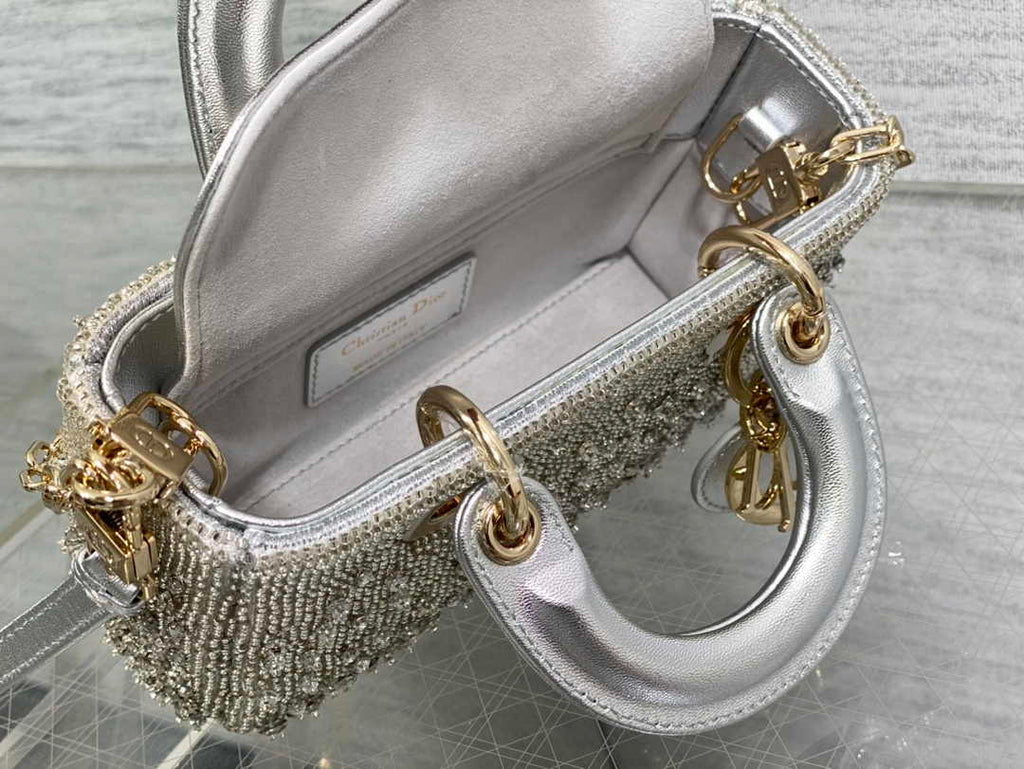 Dior Micro Lady D-Joy Bag S0910 Silver Cannage Lambskin - Default Title - View 6