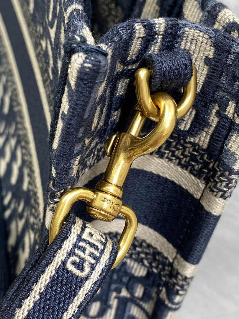 Dior Mini Book Tote with Strap S5573 Blue Dior Oblique Embroidery