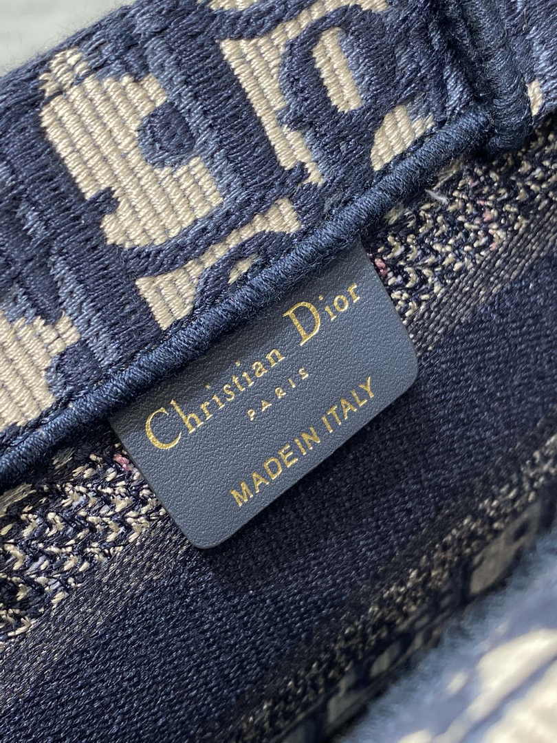 Dior Mini Book Tote with Strap S5573 Blue Dior Oblique Embroidery