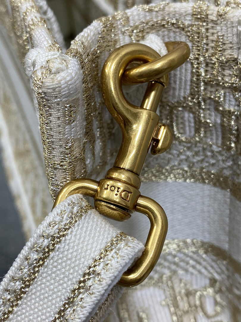 Dior Mini Book Tote with Strap S5573 Gold-Tone Dior Oblique Embroidery