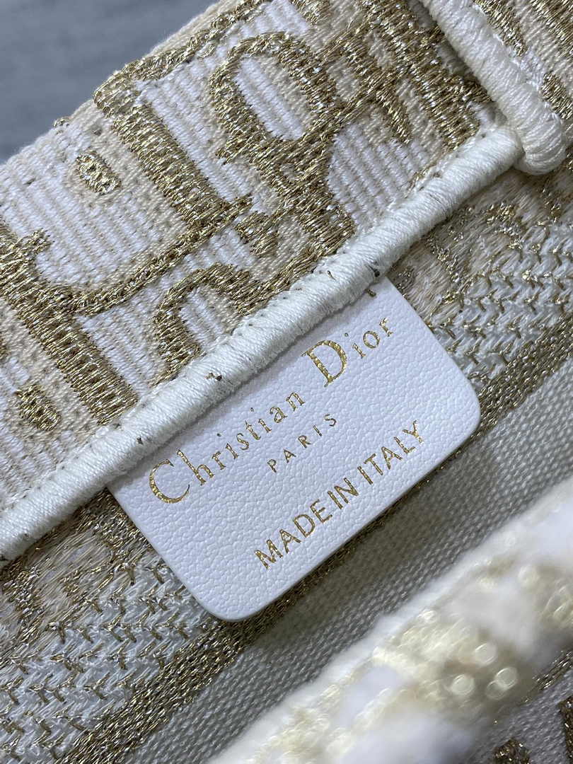 Dior Mini Book Tote with Strap S5573 Gold-Tone Dior Oblique Embroidery