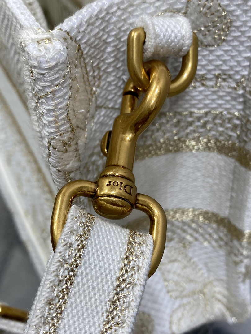 Dior Mini Book Tote with Strap S5573 Gold-Tone Butterfly Zodiac Embroidery