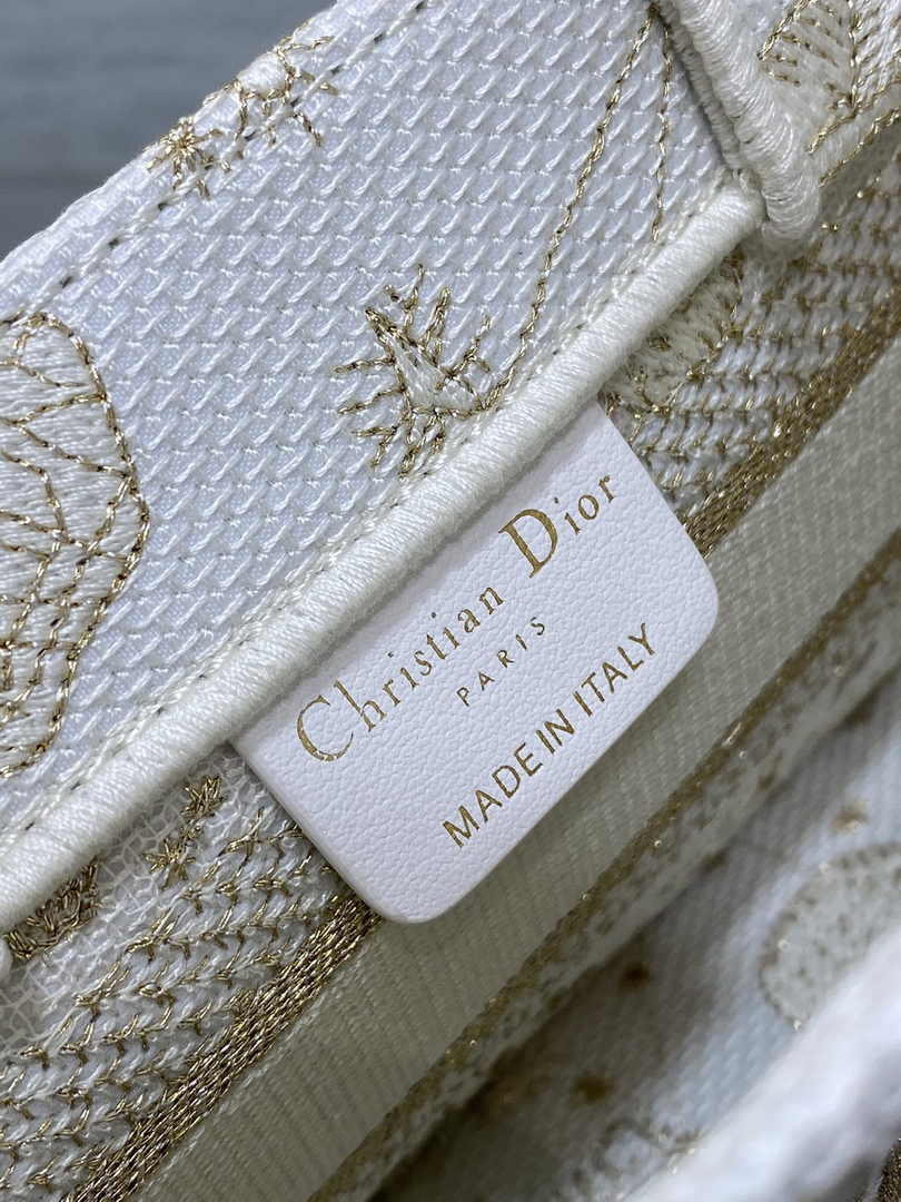 Dior Mini Book Tote with Strap S5573 Gold-Tone Butterfly Zodiac Embroidery