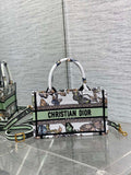 Dior Mini Book Tote with Strap S5573 Green Butterfly Zodiac Embroidery