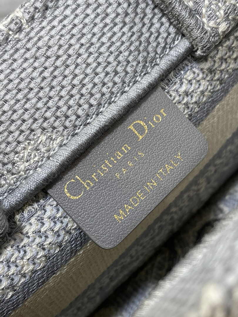 Dior Mini Book Tote with Strap S5573 Gray Toile de Jouy Reverse Embroidery