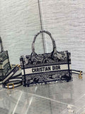 Dior Mini Book Tote with Strap S5573 Blue Toile de Jouy Reverse Embroidery
