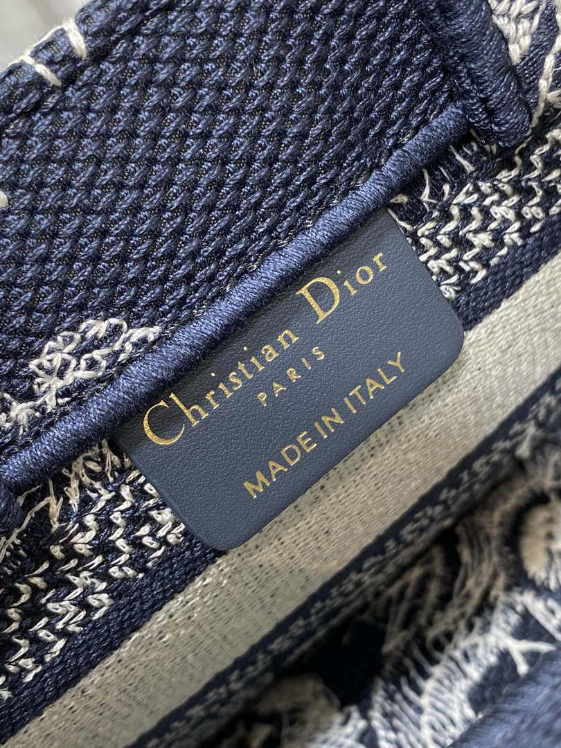 Dior Mini Book Tote with Strap S5573 Blue Toile de Jouy Reverse Embroidery