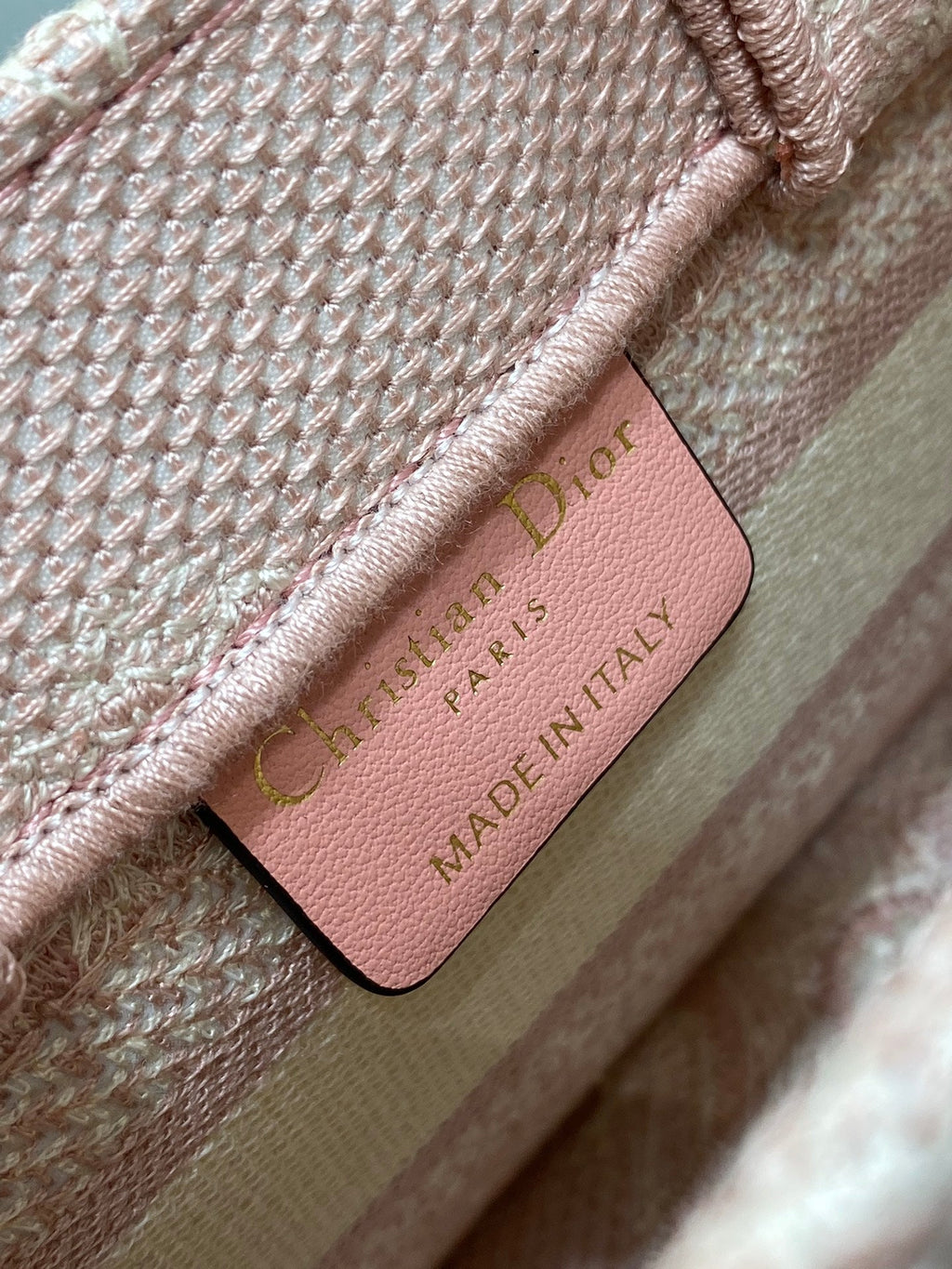 Dior Mini Book Tote with Strap S5573 Pink Toile de Jouy Reverse Embroidery