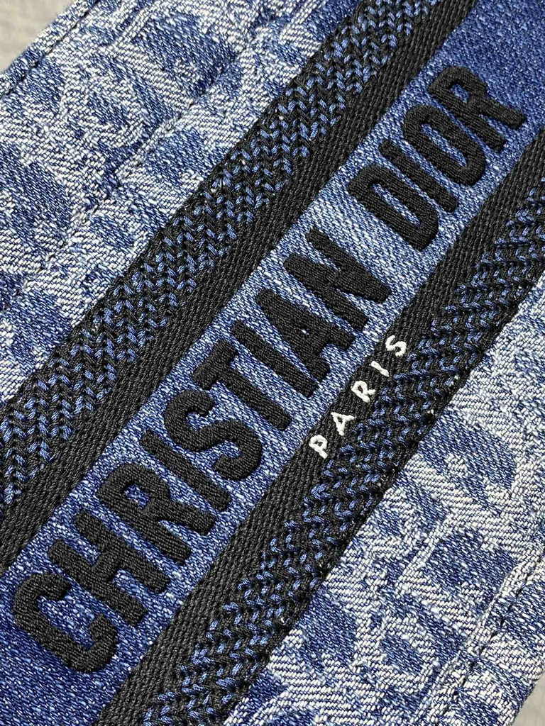 Dior Mini Book Tote with Strap S5573 Blue Denim Dior Oblique Jacquard
