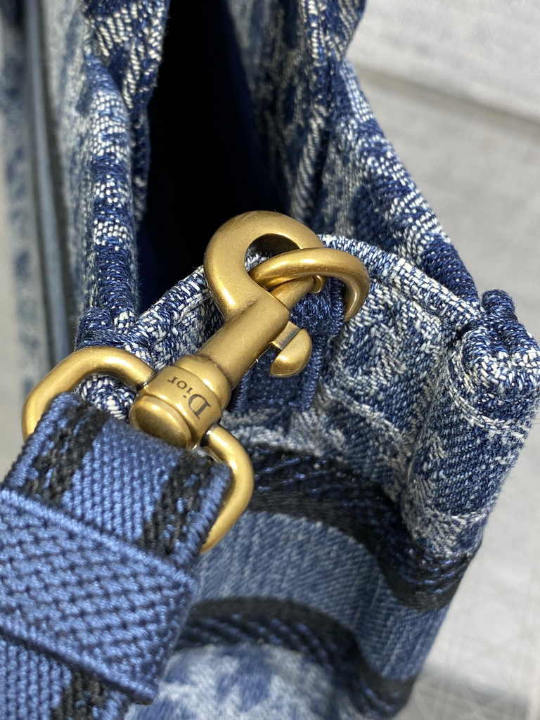 Dior Mini Book Tote with Strap S5573 Blue Denim Dior Oblique Jacquard