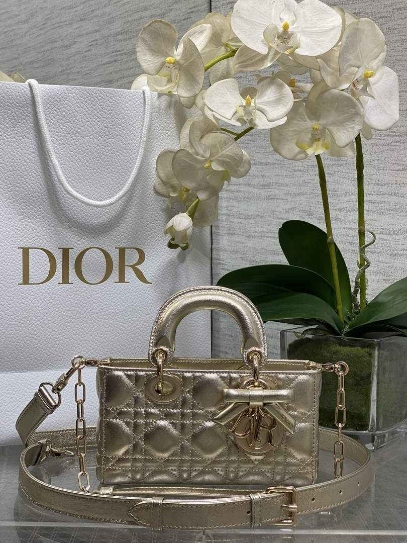 Dior Mini Lady D-Joy Bag - M0636 - Gold Cannage Lambskin - Default Title - View 1