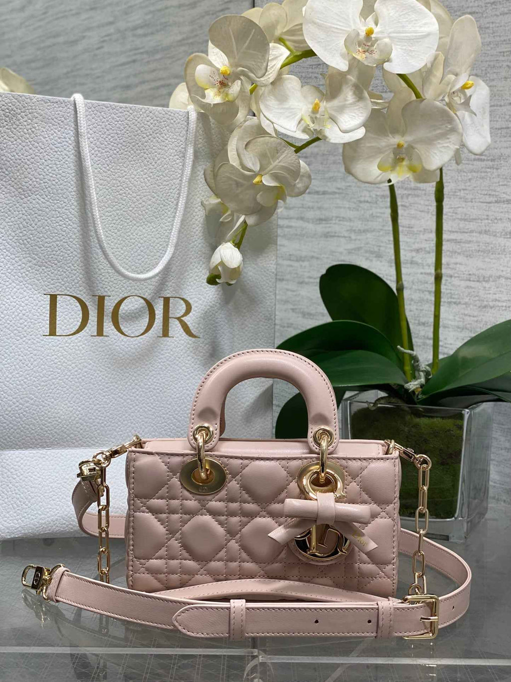 Dior Mini Lady D-Joy Bag - M0636 - Light Pink Cannage Lambskin - Default Title - View 1