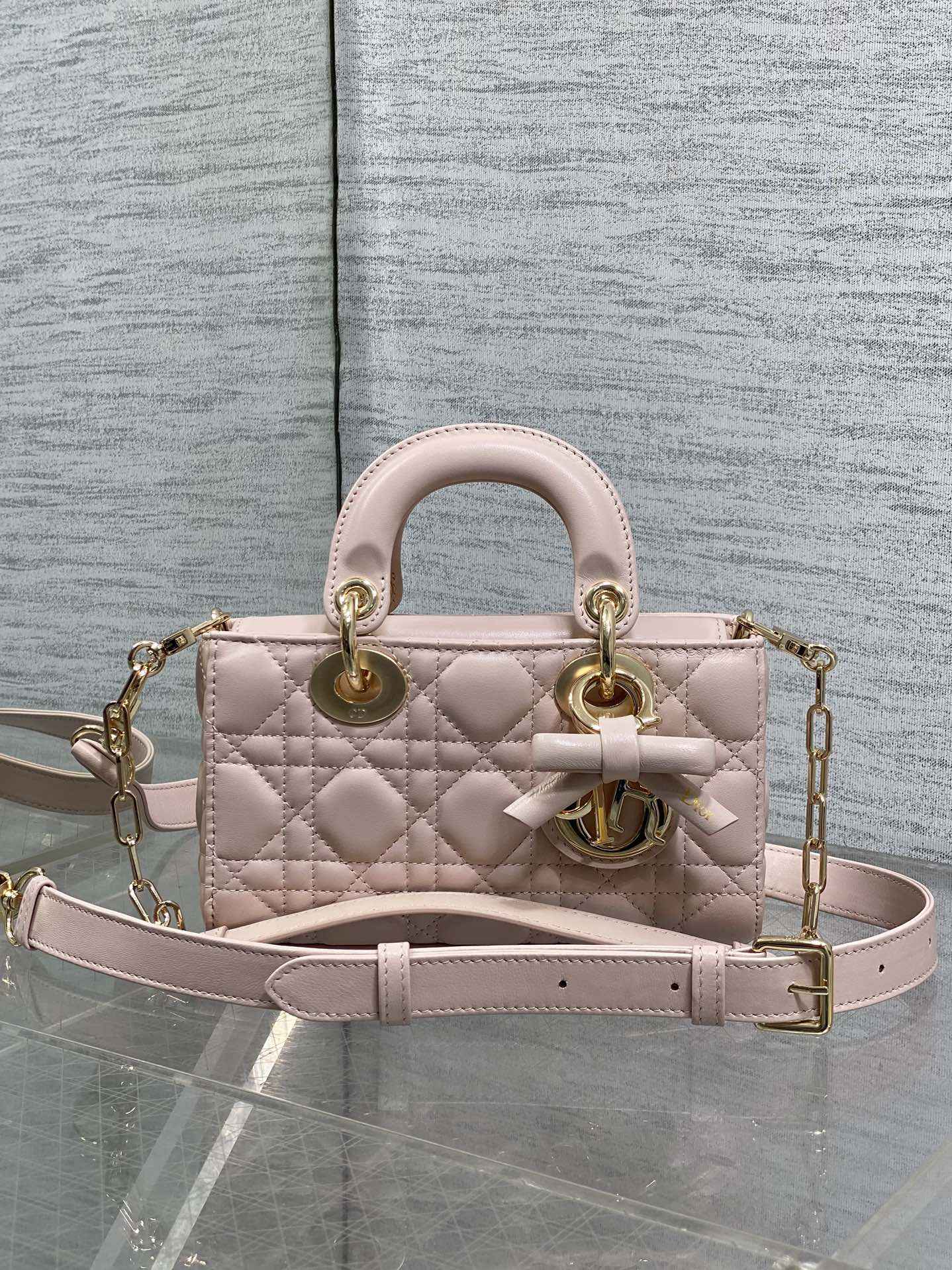 Dior Mini Lady D-Joy Bag - M0636 - Light Pink Cannage Lambskin - Default Title - View 2
