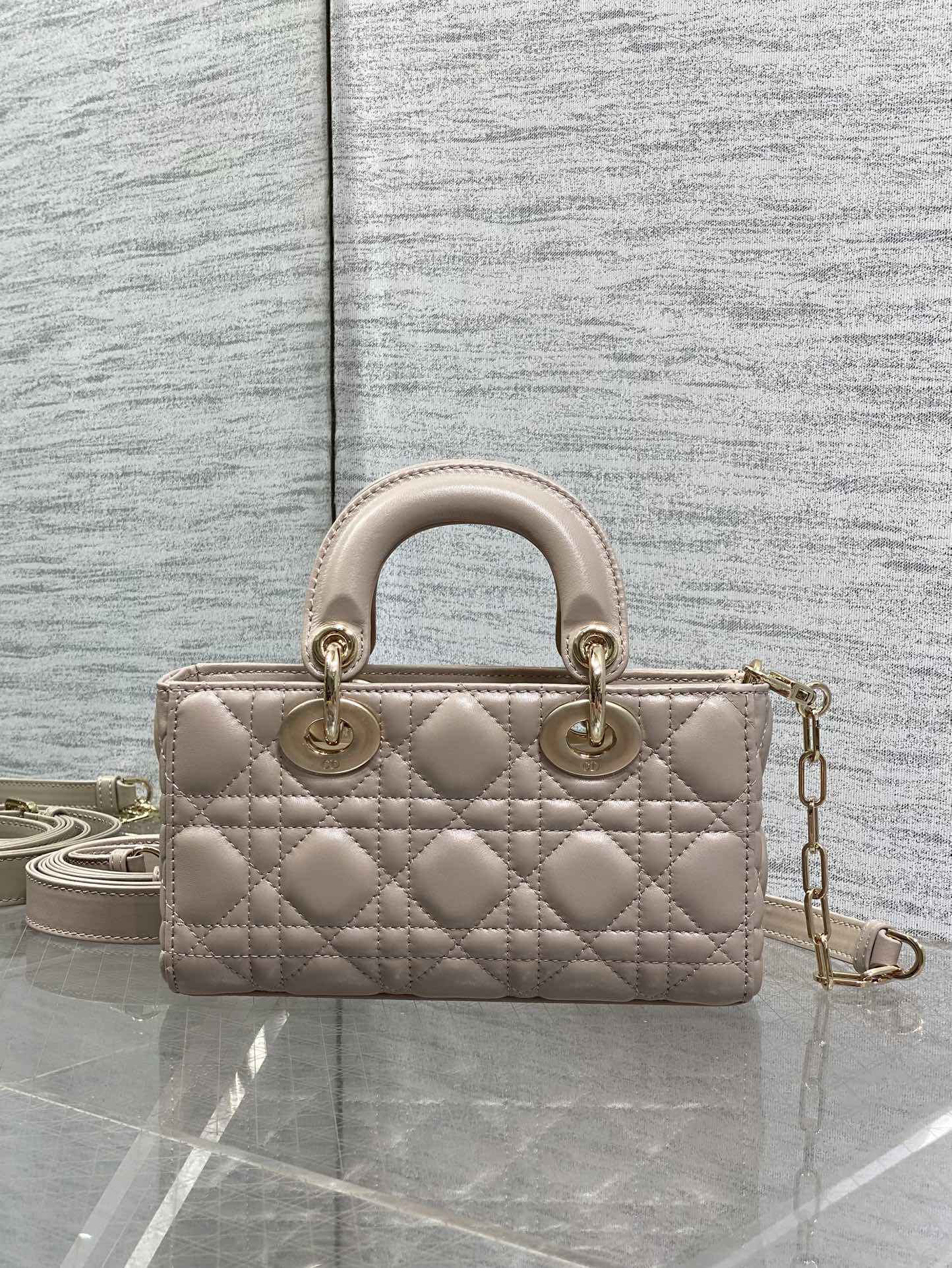 Dior Mini Lady D-Joy Bag - M0636 - Power Pink Cannage Lambskin - Default Title - View 3