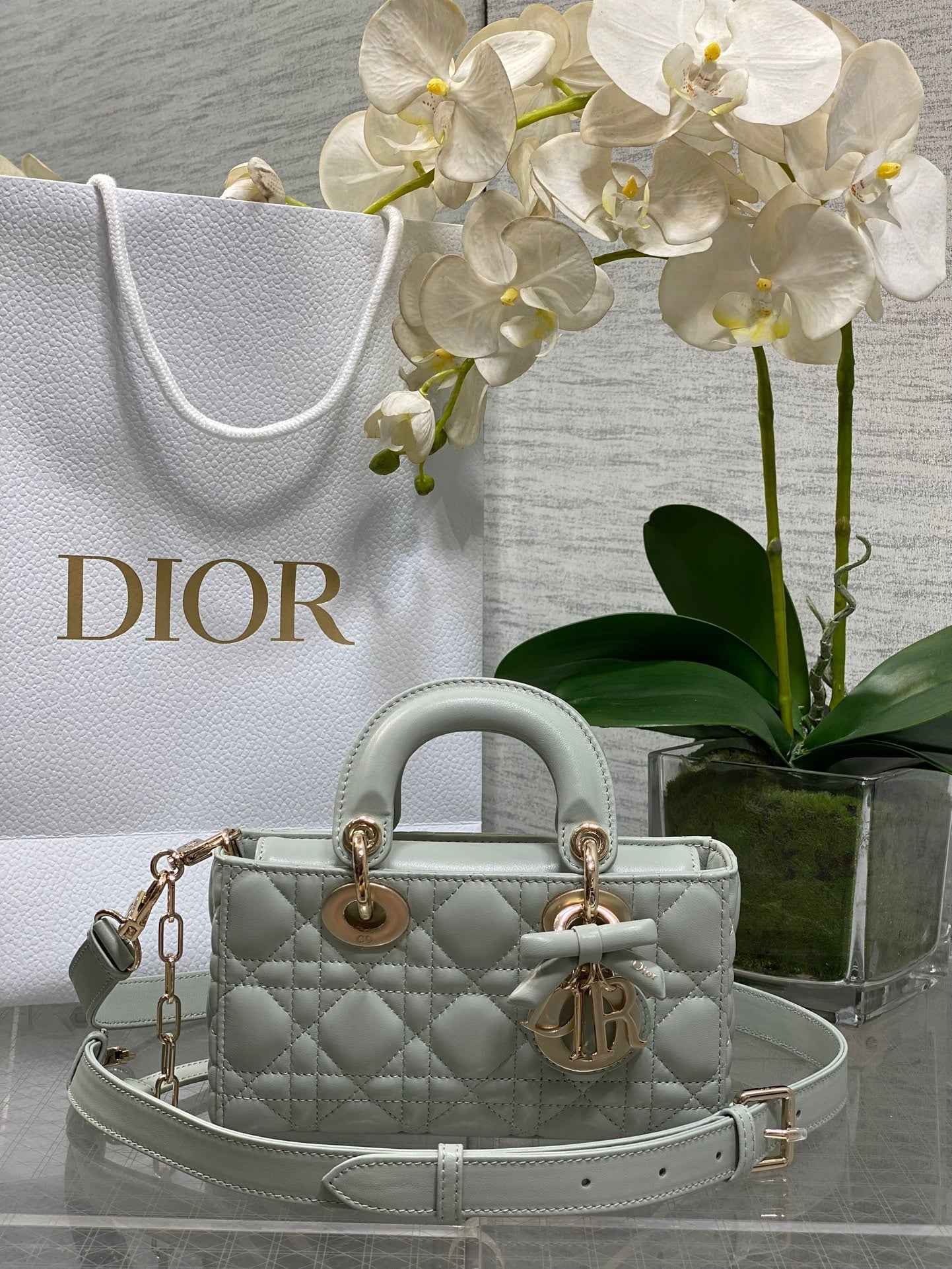 Dior Mini Lady D-Joy Bag - M0636 - Light Green Cannage Lambskin - Default Title - View 1