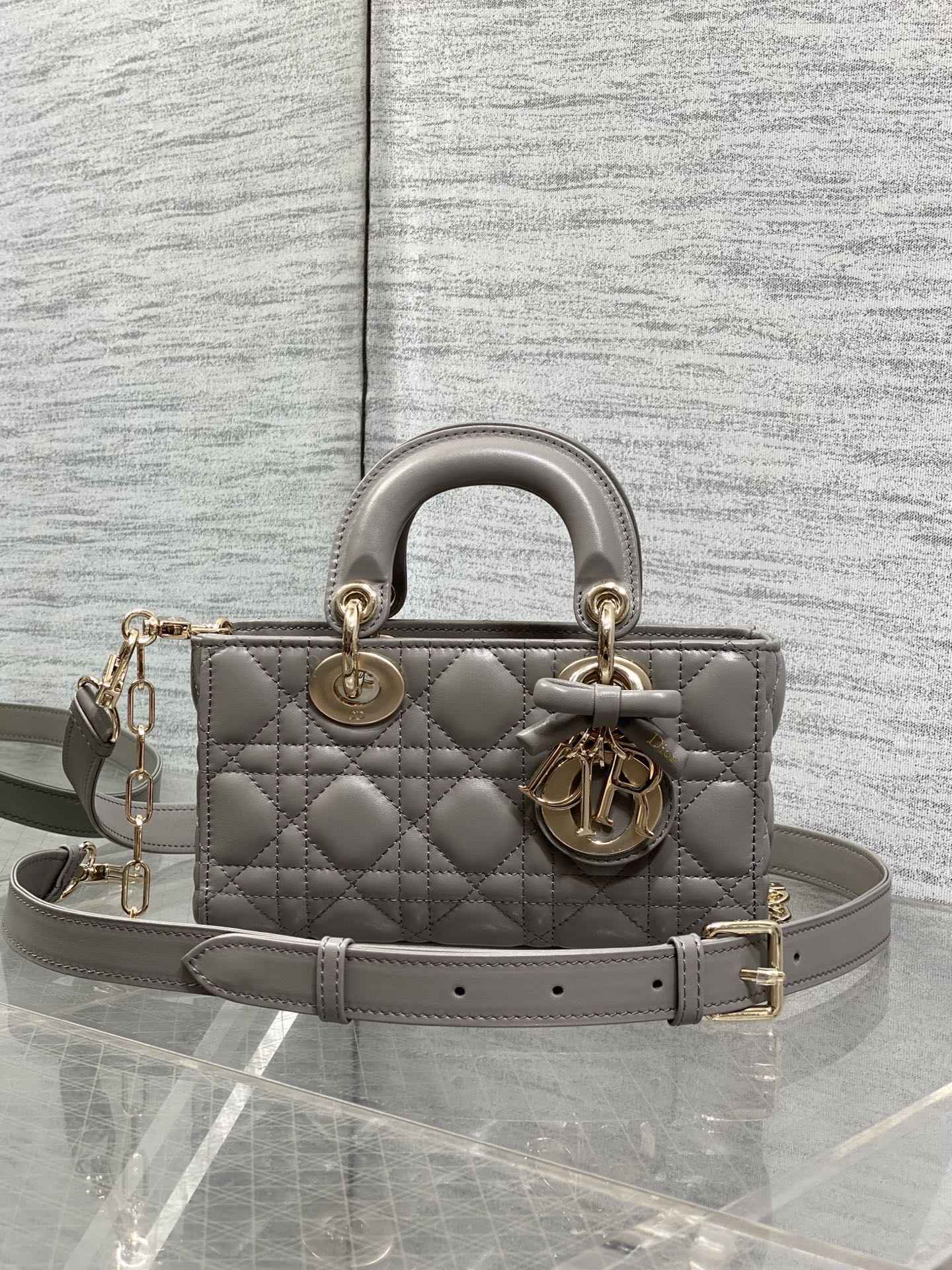 Dior Mini Lady D-Joy Bag - M0636 - Gray Cannage Lambskin - Default Title - View 2