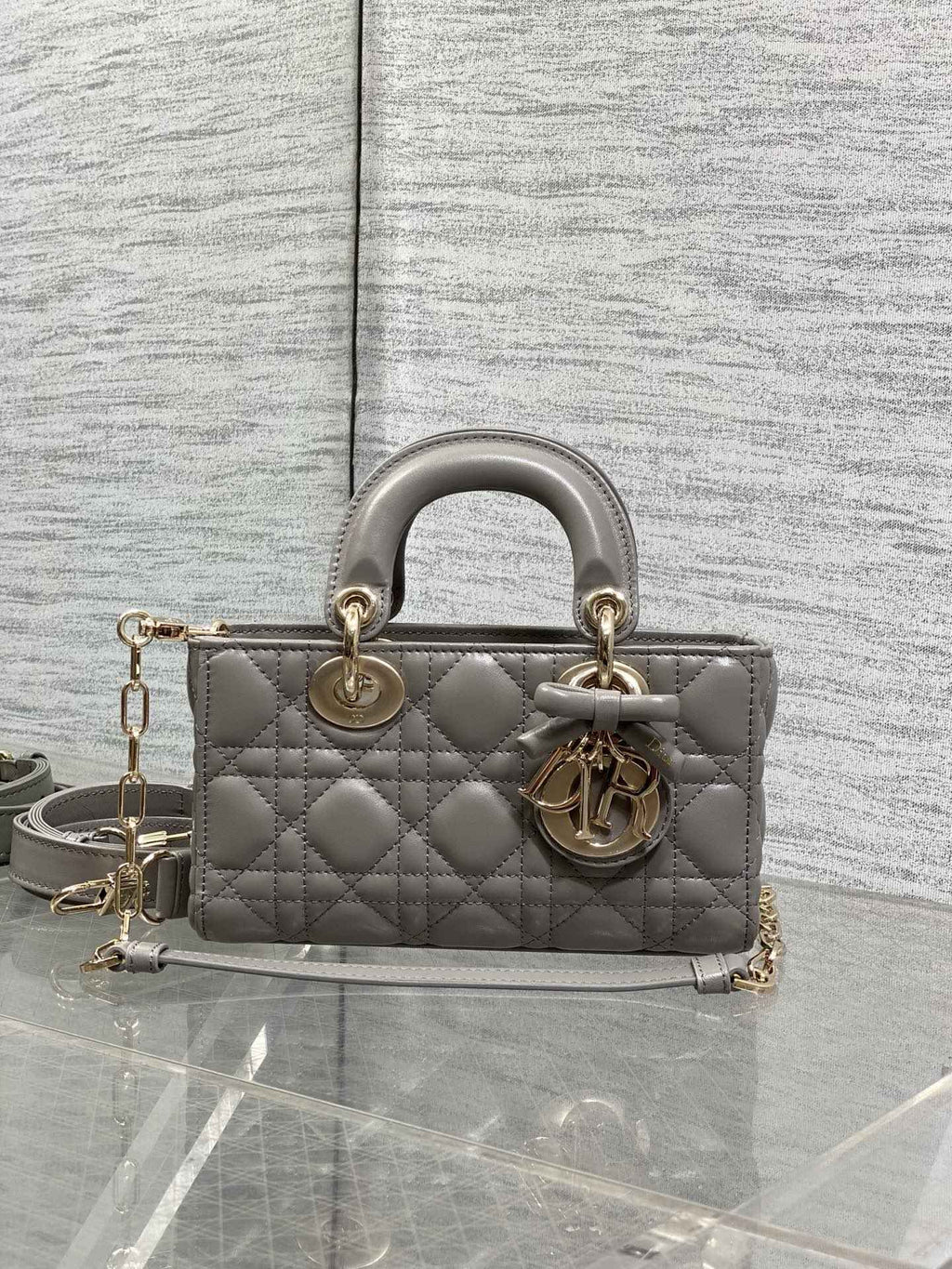 Dior Mini Lady D-Joy Bag - M0636 - Gray Cannage Lambskin - Default Title - View 3