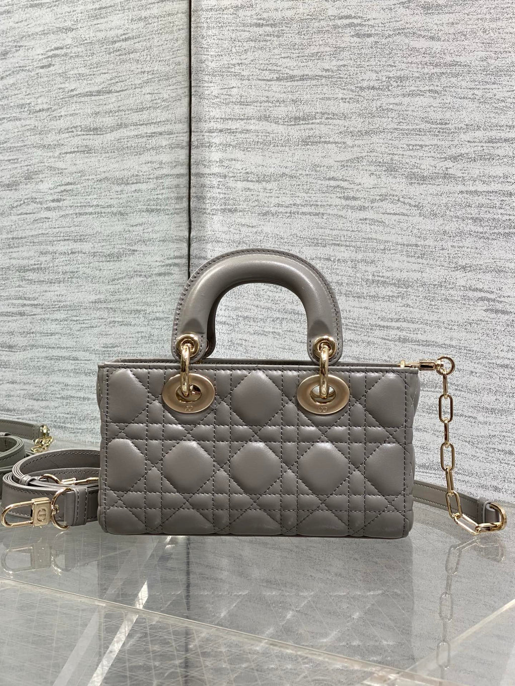 Dior Mini Lady D-Joy Bag - M0636 - Gray Cannage Lambskin - Default Title - View 7