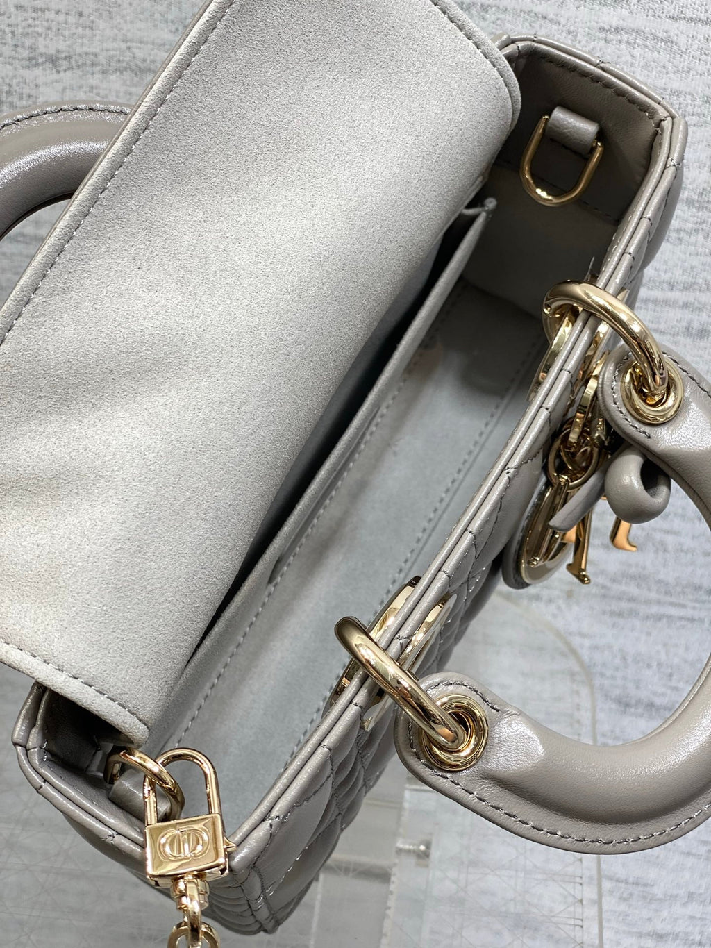 Dior Mini Lady D-Joy Bag - M0636 - Gray Cannage Lambskin - Default Title - View 10