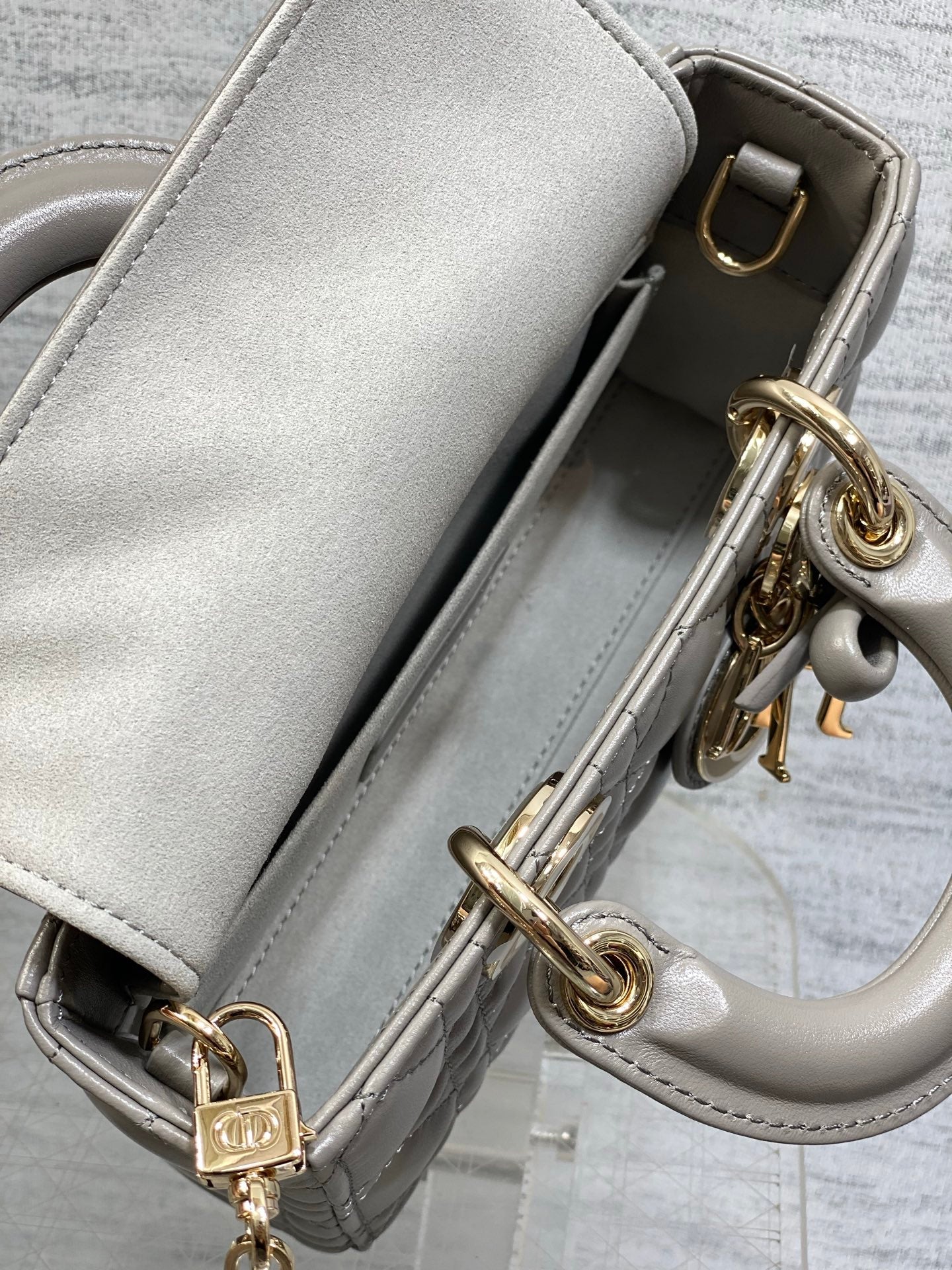 Dior Mini Lady D-Joy Bag - M0636 - Gray Cannage Lambskin - Default Title - View 10