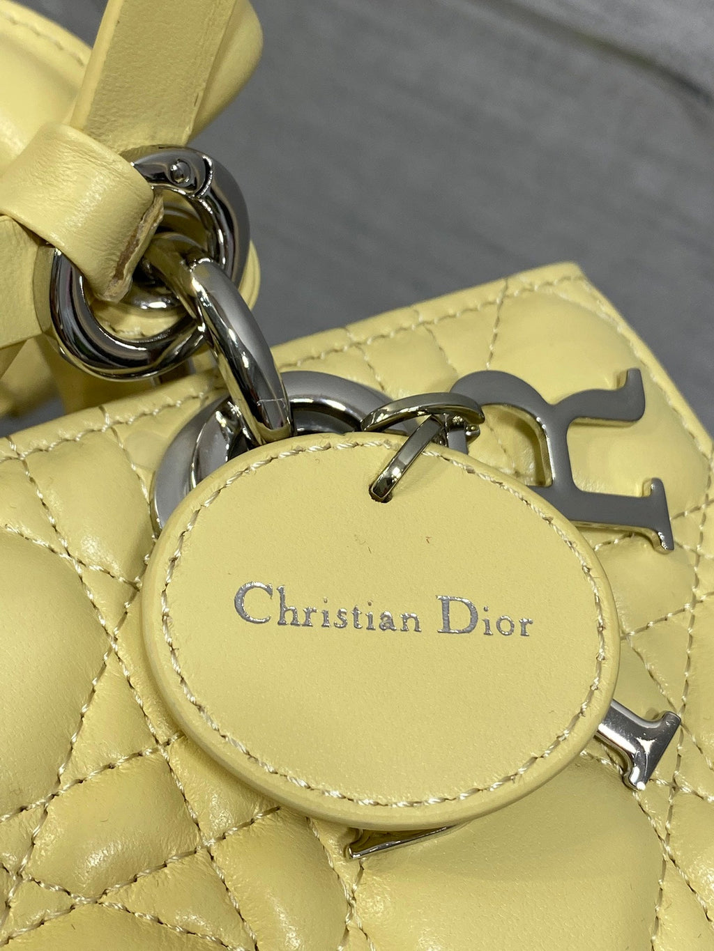 Dior Mini Lady D-Joy Bag - M0636 - Yellow Cannage Lambskin with silver hardware - Default Title - View 5
