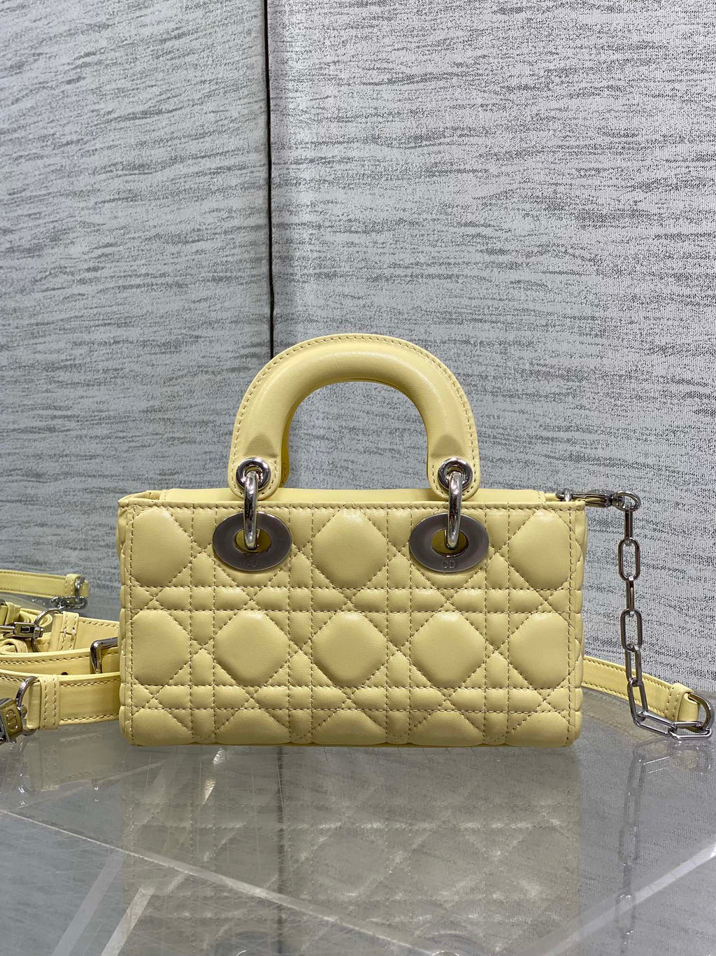 Dior Mini Lady D-Joy Bag - M0636 - Yellow Cannage Lambskin with silver hardware - Default Title - View 6
