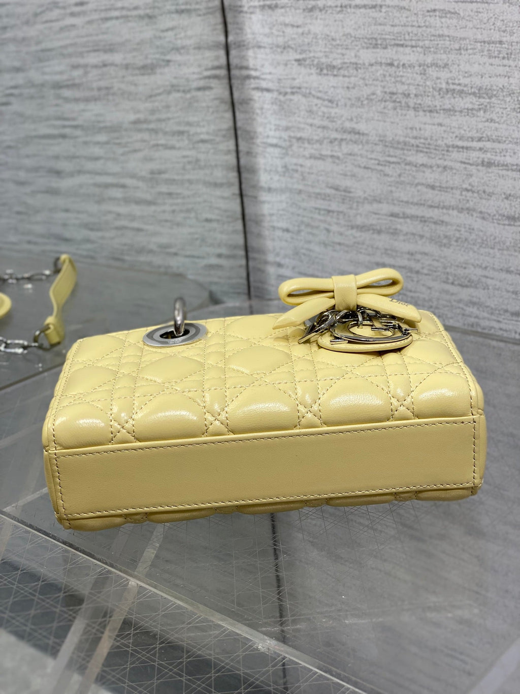 Dior Mini Lady D-Joy Bag - M0636 - Yellow Cannage Lambskin with silver hardware - Default Title - View 8