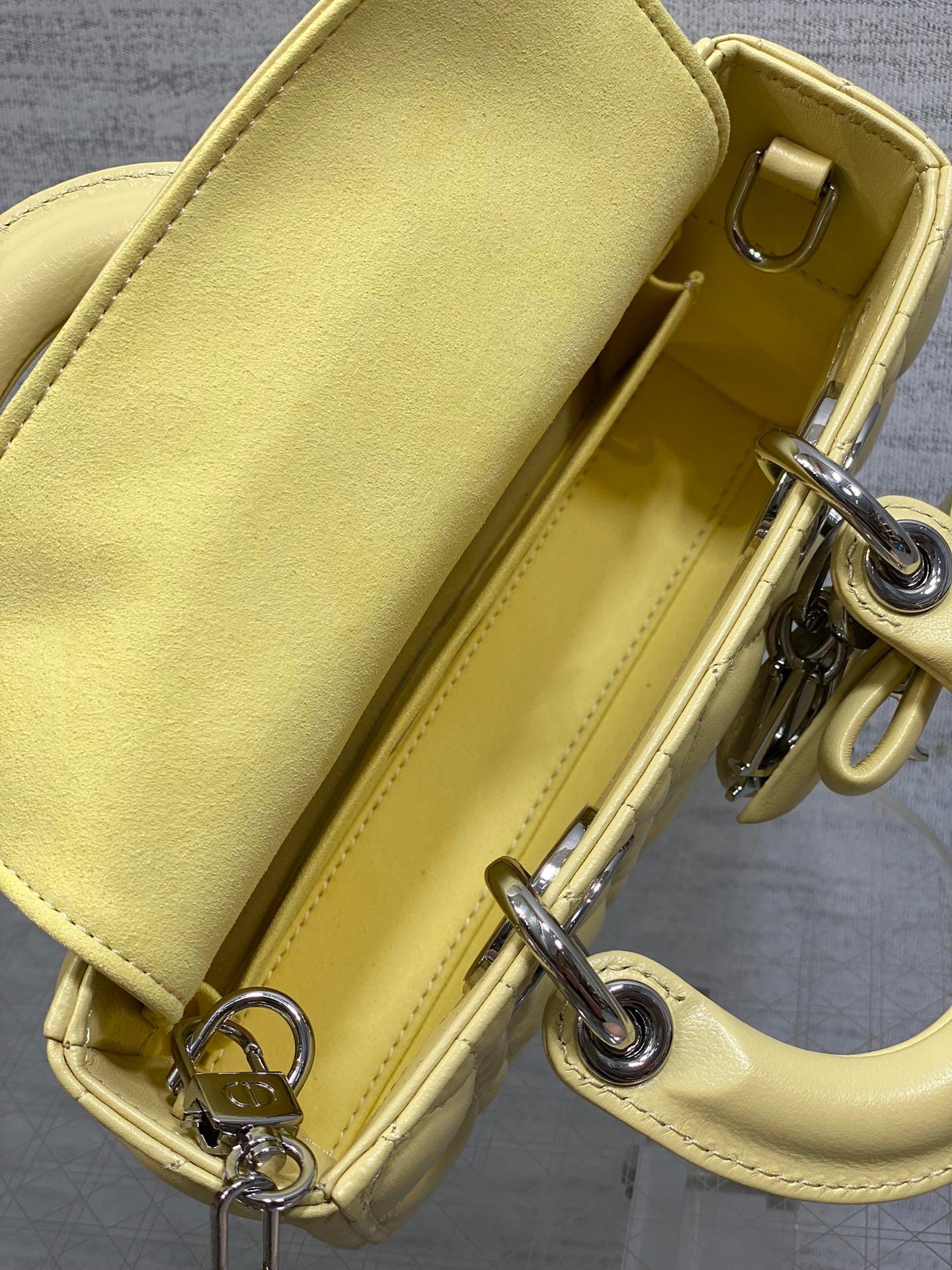 Dior Mini Lady D-Joy Bag - M0636 - Yellow Cannage Lambskin with silver hardware - Default Title - View 9