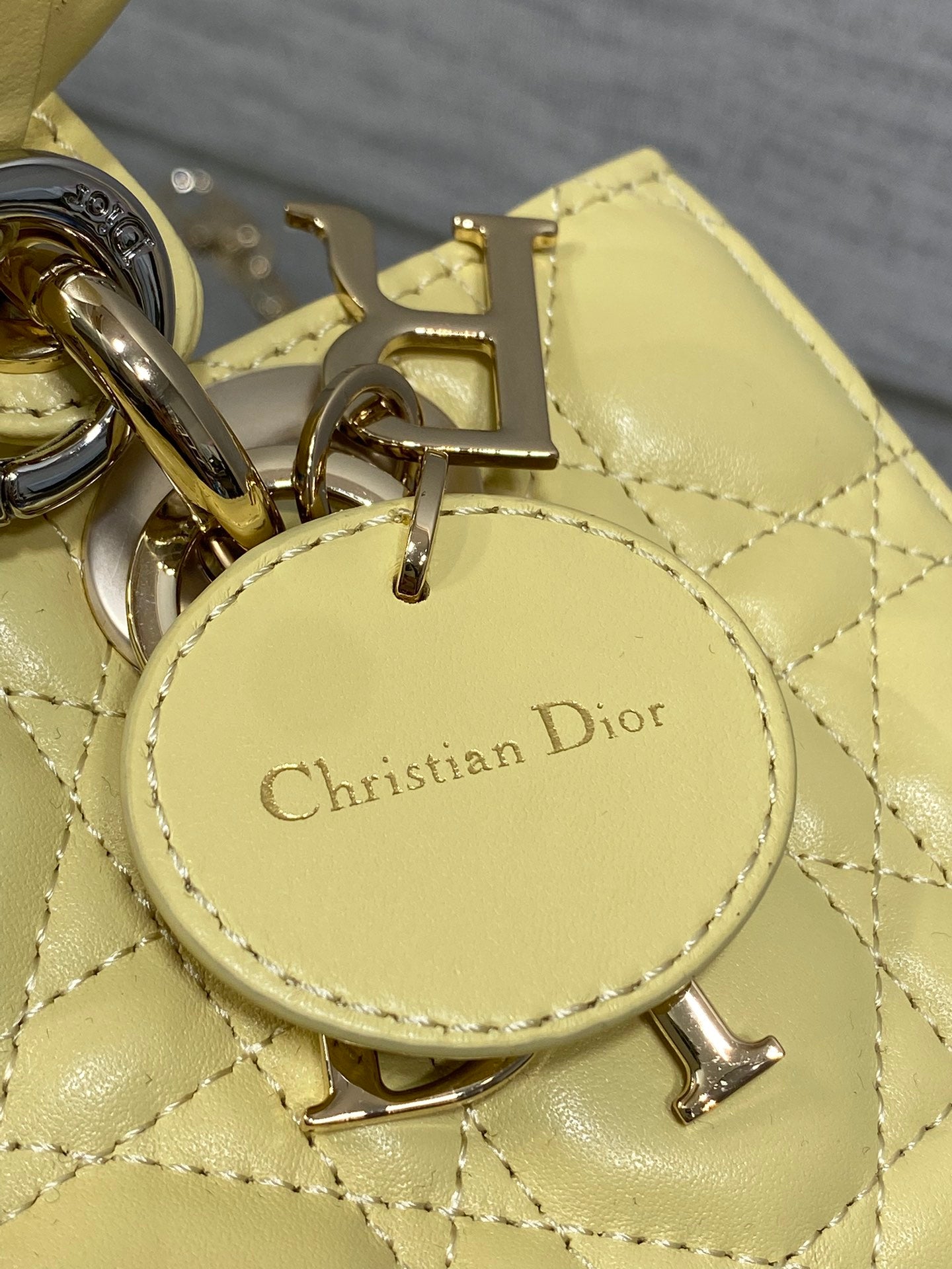 Dior Mini Lady D-Joy Bag - M0636 - Yellow Cannage Lambskin with gold hardware - Default Title - View 5